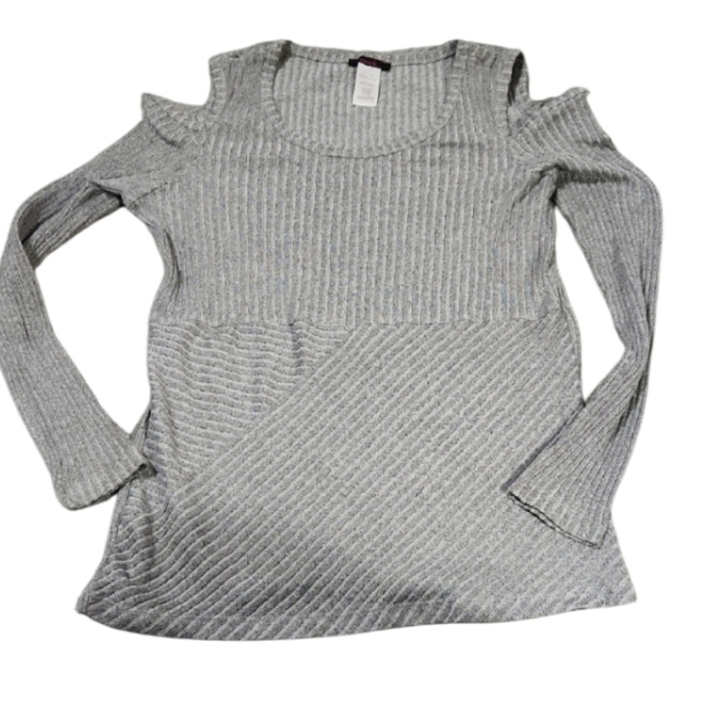 Mark By Avon New Cold Shoulder Stretch Ribbed Gray Women's Sweater Xl
